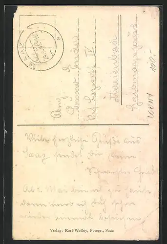 AK Alt Saaz, Strassenpartie mit Turm