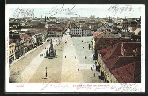 AK Saaz, Blick auf die Stadt vom Rathausturm