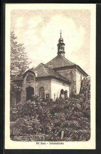 Künstler-AK Alt Saaz, Jakobskirche