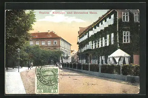 AK Teplitz Schönau / Teplice, Kursalon und Deutsches Haus