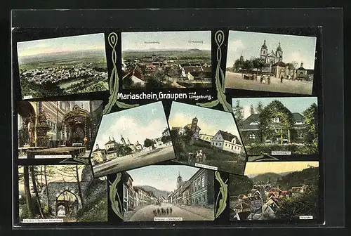 AK Graupen, Ortspartien, Marktplatz, Mückentürmchen