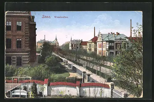 AK Saaz, Wussinallee mit Mauer