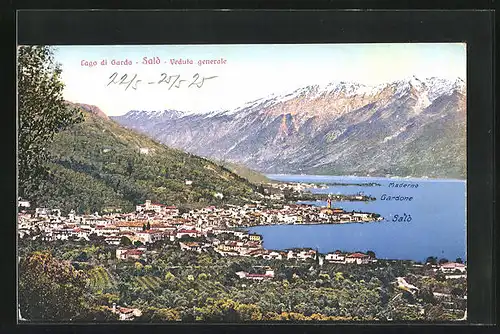 AK Salo, Lago di Garda, Veduta generale, Ortsansicht mit Gebirgskette