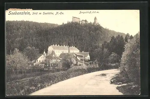 AK Seebenstein, Flusspartie mit Bergschloss