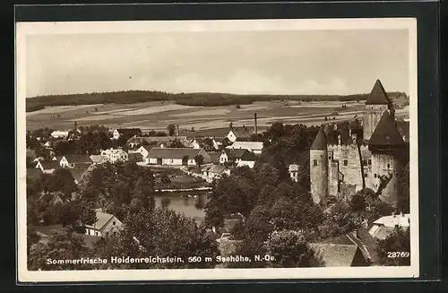 AK Heidenreichstein, Ortsansicht mit Burg und Felderlandschaft