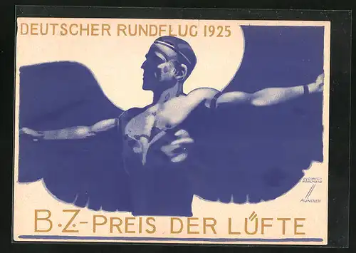 Künstler-AK Ludwig Hohlwein: Deutscher Rundflug 1925, B.Z.-Preis der Lüfte, Ikarus