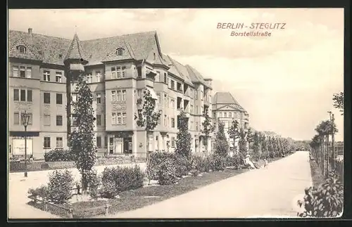 AK Berlin-Steglitz, Promenade an der Borstellstrasse