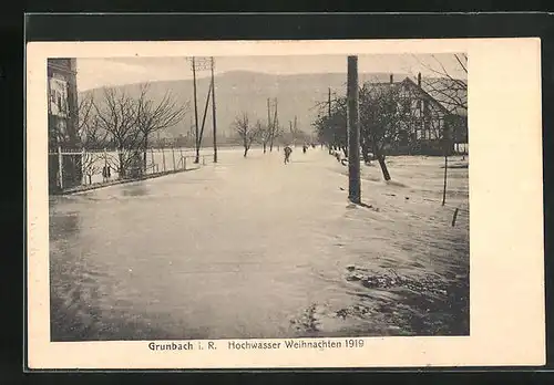 AK Grunbach i. R., Hochwasser Weihnachten 1919