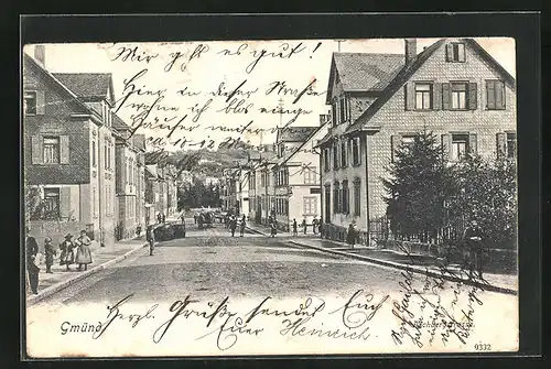 AK Gmünd, Rechbergerstrasse mit Gasthaus