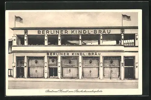 AK Berlin-Charlottenburg, Gasthaus Berliner Kindl-Bräu am Reichskanzlerplatz, Kaiserdamm 75-76