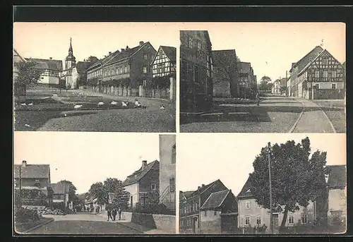 AK Eckolstädt /Camburg, Hauptplatz mit Kirche, Strassenpartie, Wohnhäuser