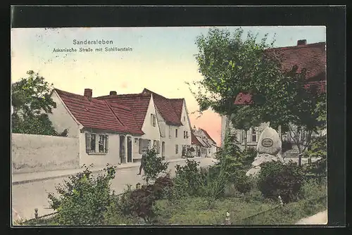 AK Sandersleben, Askanische Strasse mit Schillerstein