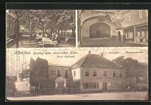 AK Hänichen, Gasthof zum sächsischen Haus, Konzert- und Ballsaal