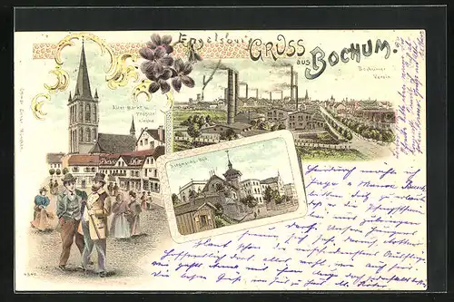 Lithographie Bochum, Bergmanns-Heil, Verein, Alter Markt
