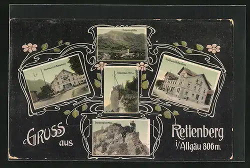 AK Rettenberg /Allgäu, Kaufhaus Berkmann, Falkenstein, Grüntenspitze