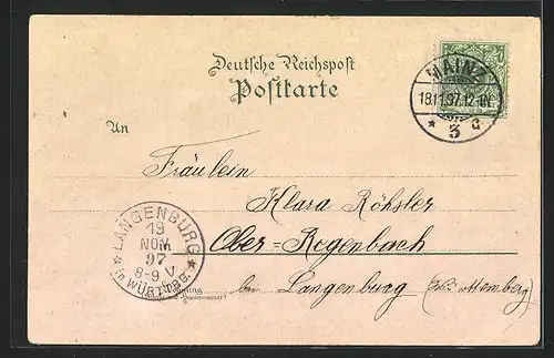 Lithographie Hildburghausen, Technikum, Gymnasium, Marktplatz mit Rathaus