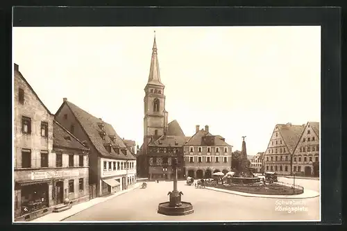 AK Schwabach, Königsplatz mit Kirche