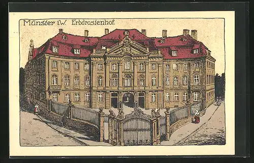 Steindruck-AK Münster i. W., Erbdrostenhof