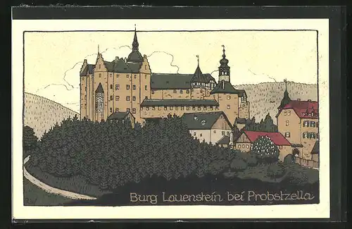 Steindruck-AK Probstzella, Burg Lauenstein