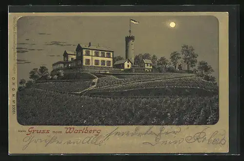 Mondschein-Lithographie Heilbronn, Wartberg mit Burg