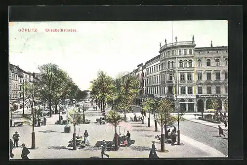 AK Görlitz, Passanten an der Elisabethstrasse