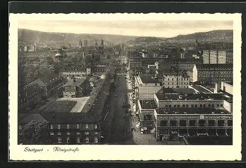 AK Stuttgart, Königstrasse mit Gasthaus Münchner Löwenbräu