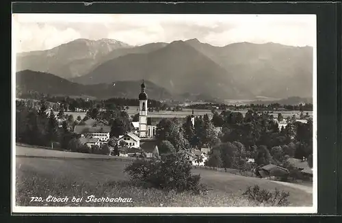 AK Elbach bei Fischbachau, Ortspartie mit Kirche