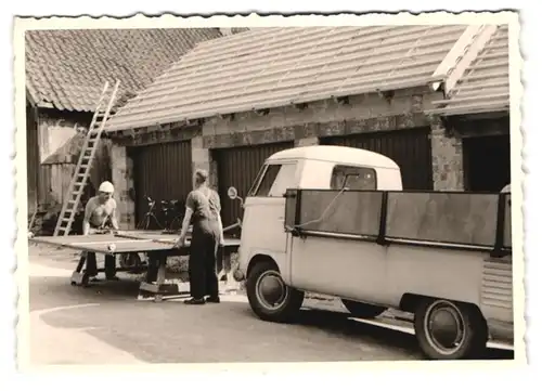 7 Fotografien Böttger & Klein, Altenau, Ansicht Altenau / Harz, Auto VW Bulli, Volkswagen Pritsche & Haus-Baustelle