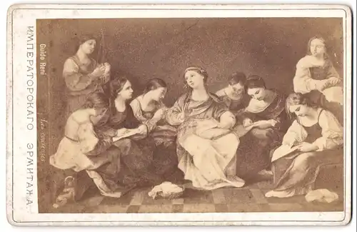 Fotografie W. Clasen, St. Petersburg, Kadetten-Linie 7-2, Gemälde: Les couseuses nach Guidi Reni, Näherinnen