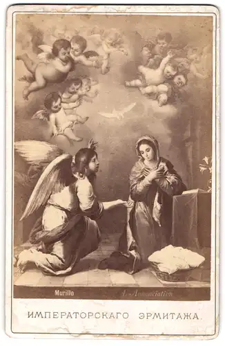 Fotografie W. Clasen, St. Petersburg, Kadetten-Linie 7-2, Gemälde: Annonciation nach Murillo, Enlge