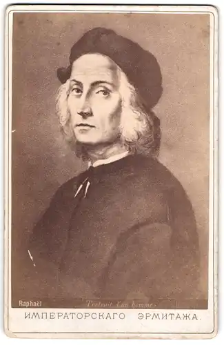 Fotografie W. Clasen, St. Petersburg, Kadetten-Linie 7-2, Gemälde: portrait d`un homme, nach Raphael