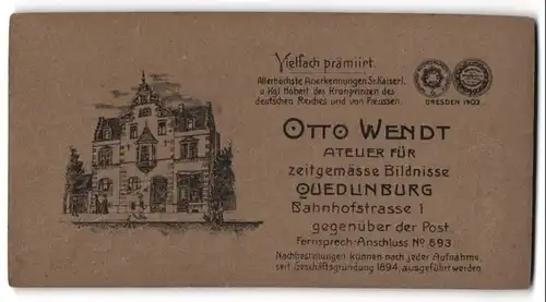 Fotografie Otto Wendt, Quedlinburg, Bahnhofstr. 1, Ansicht Quedlinburg, Blick auf das Ateliersgebäude