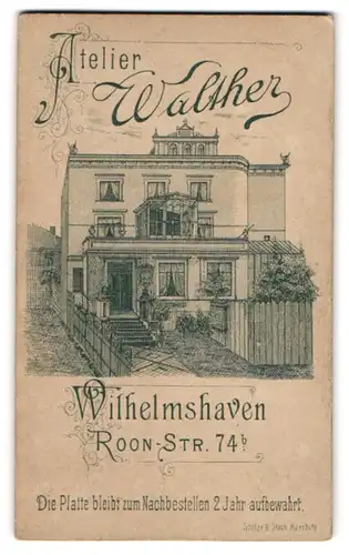 Fotografie Atelier Walther, Wilhelmshaven, Roon-Str. 74, Ansicht Wilhelmshaven, Ateliersgebäude in der Aussenansicht