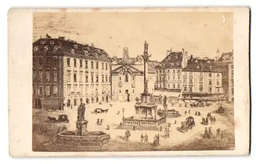 Fotografie R. v. Bohr, Wien, Ansicht Wien, Blick auf die Mariensäule am Hof