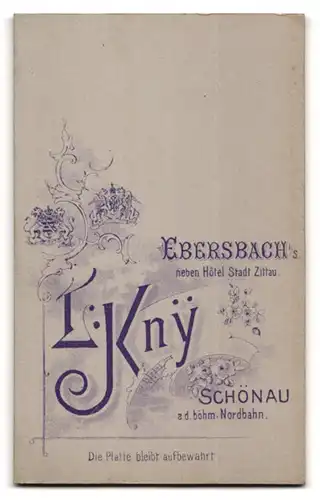 Fotografie L. Kny, Ebersbach i. S., Ehepaar im schwarzen Hochzeitskleid und Anzug mit weissem Schleier