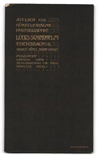 Fotografie Louis Schindhelm, Ebersbach i. S., Portrait Braupaar im schwarzen Kleid mit weissen Schleier und Anzug