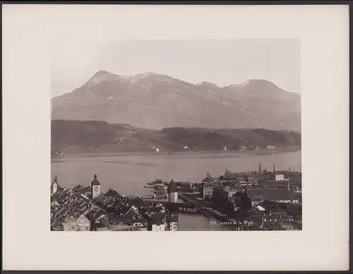 Fotografie Photoglob, Ansicht Luzern - Lucerne, Blick über die Stadt zum Rigi, Grossformat 37 x 29cm