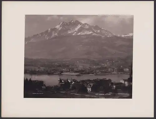 Fotografie Photoglob, Ansicht Luzern - Lucerne, Stadtansicht mit Pilatus - Bergmassiv, Grossformat 37 x 28cm