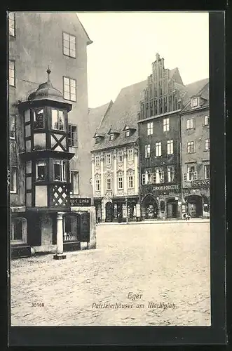 AK Eger, Patrizierhäuser am Marktplatz