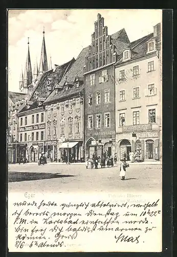 AK Eger, Patrizier-Häuser am unteren Marktplatz