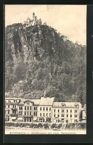 AK Tetschen-Bodenbach / Decin, Schäferwand mit städt. Restaurant