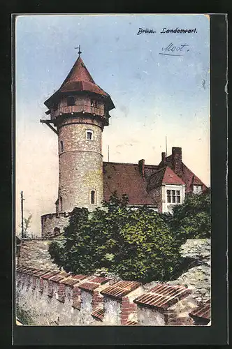 AK Brüx / Most, Landeswart mit Mauer