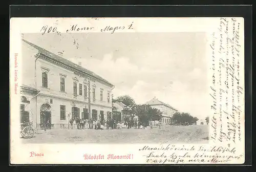 AK Monor, Hauptplatz am Rathaus