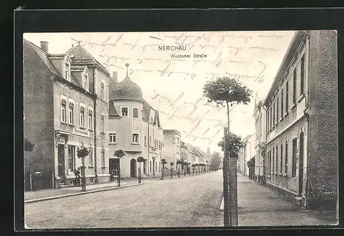 AK Nerchau, Wurzener Strasse mit Vereinsbank