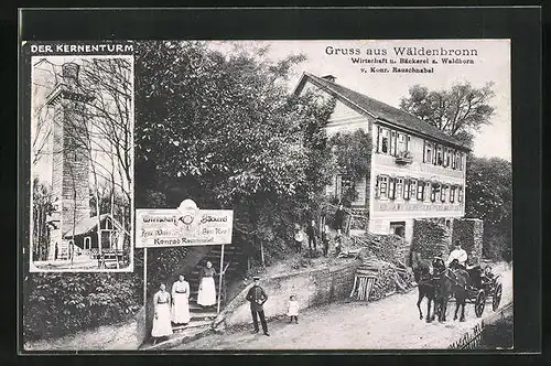 AK Wäldenbronn, Gasthaus und Bäckerei zum Waldhorn, Der Kernenturm