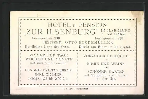 AK Ilsenburg, Hotel u. Pension Zur Ilsenburg