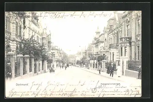 AK Dortmund, Hohenzollernstrasse mit Passanten