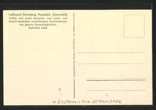 AK Stromberg / Hunsrück, Gasthaus zur Stromburg, Generall. Hans Michael Elias von Obentraut