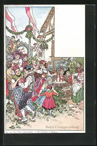 Künstler-AK sign. Berger-Levrault: Usages & Costumes d`Alsace