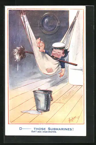Künstler-AK T. Gilson: Those Submarines!